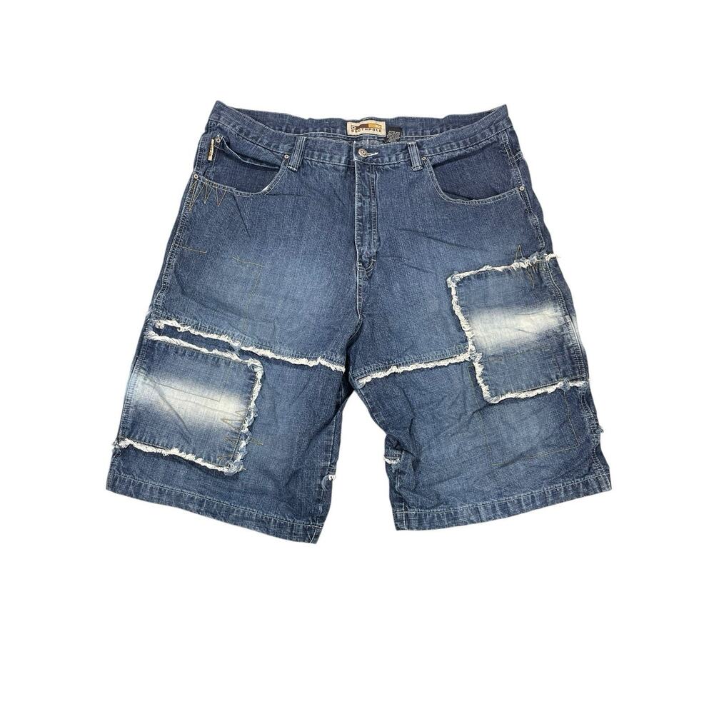 VTG Y2K South Pole Denim Shorts Mens Size 42 Baggy Patchwork Jorts Skate Hip Hop